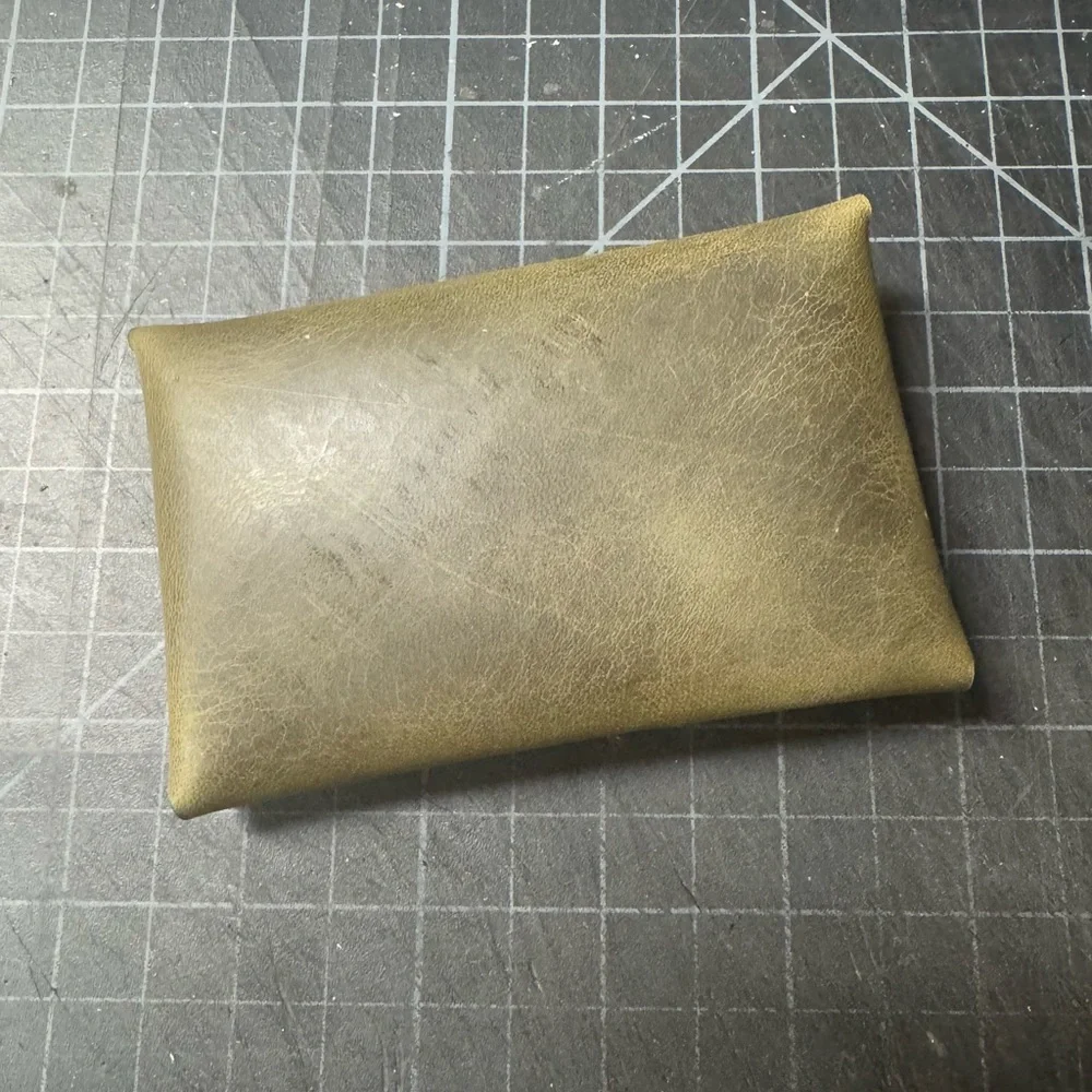 Olive green “everything pouch” card holder pouch for bus, credit card or coins